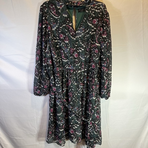 Lane Bryant Dress Women's 22 Long Sleeve Belted Floral‎ Lined Multi Event Party - Picture 1 of 6